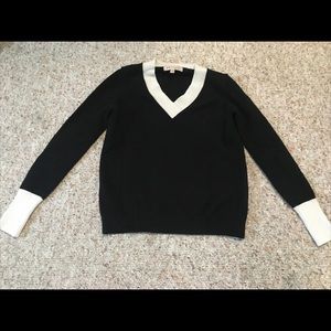 Philosophy V Neck Black and White Sweater